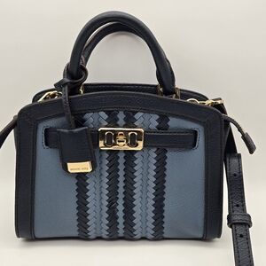Michael Kors Navy and Blue Woven Leather Satchel